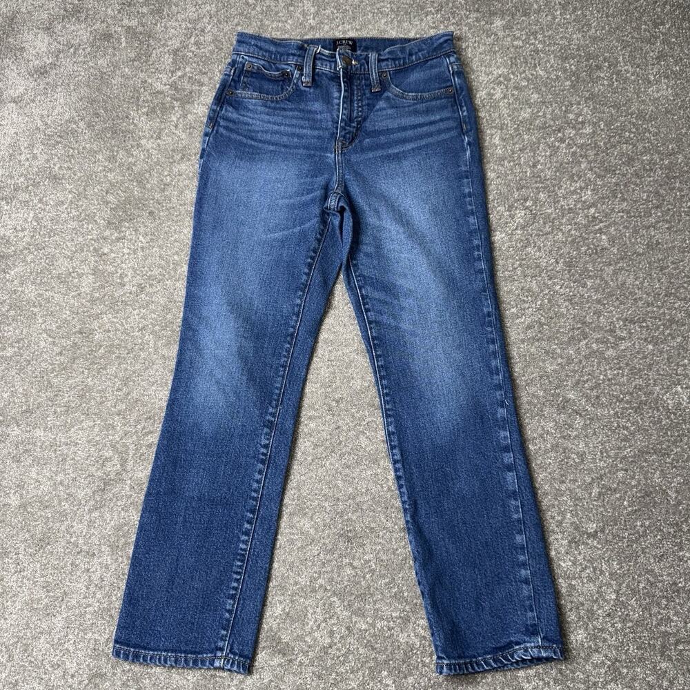 J Crew Essential Straight Leg Women's Size 25‎ High Rise Denim Blue Jeans 25x25